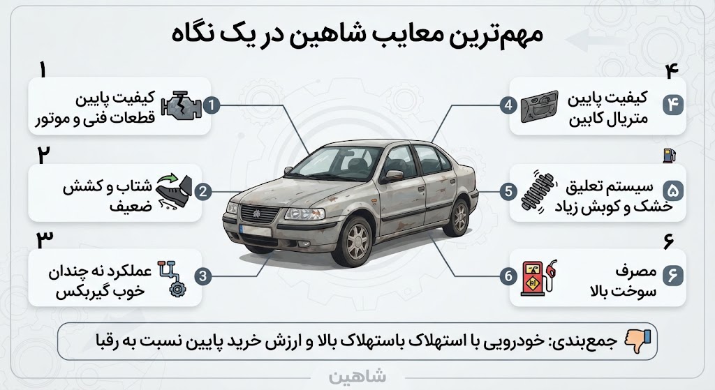 چرا خودرو شاهین نخریم؟ بررسی معایب و مشکلات شاهین سایپا