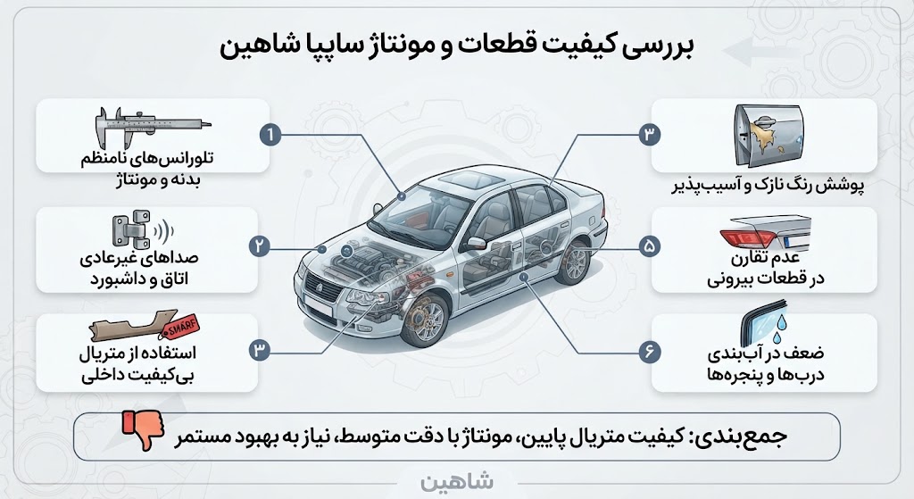 کیفیت قطعات و مونتاژ شاهین چطور است؟